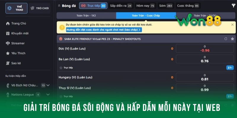 Giải trí bóng đá sôi động và hấp dẫn mỗi ngày tại web