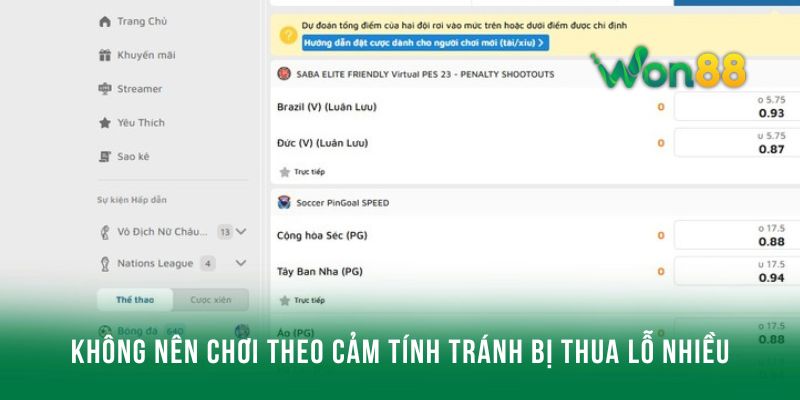 Không nên chơi theo cảm tính tránh bị thua lỗ nhiều