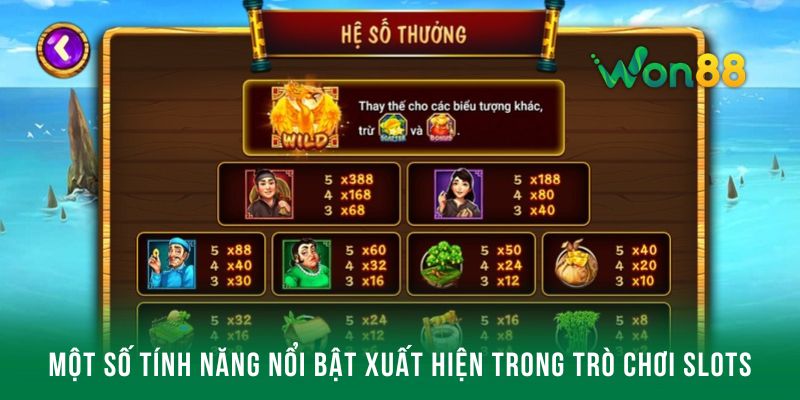 Một số tính năng nổi bật xuất hiện trong trò chơi slots