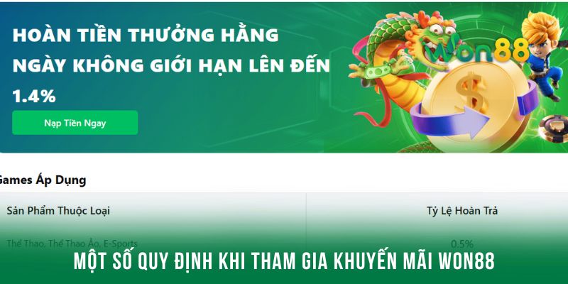 Người chơi cần tuân thủ quy định khuyến mãi WON88