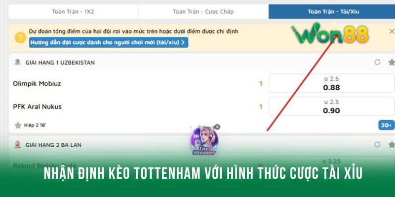 Nhận định kèo Tottenham với hình thức cược tài xỉu
