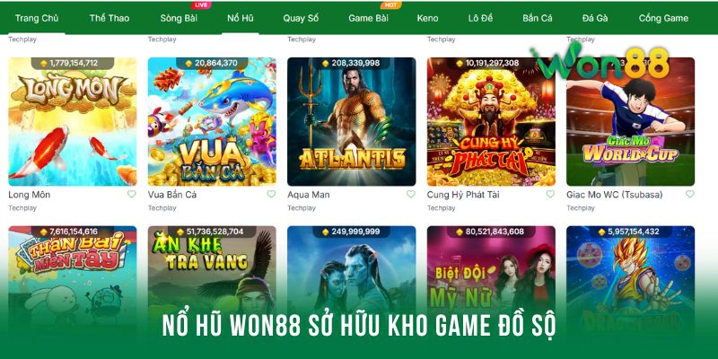 Các tựa game HOT tại nổ hũ Won88