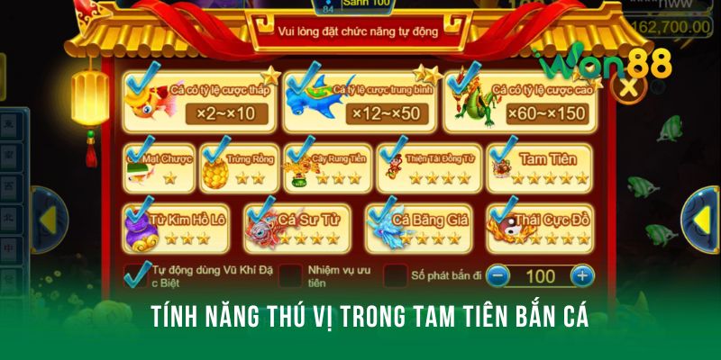 Tính năng thú vị trong tam tiên bắn cá