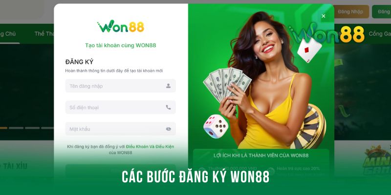 Trình tự các bước đăng ký Won88 chi tiết